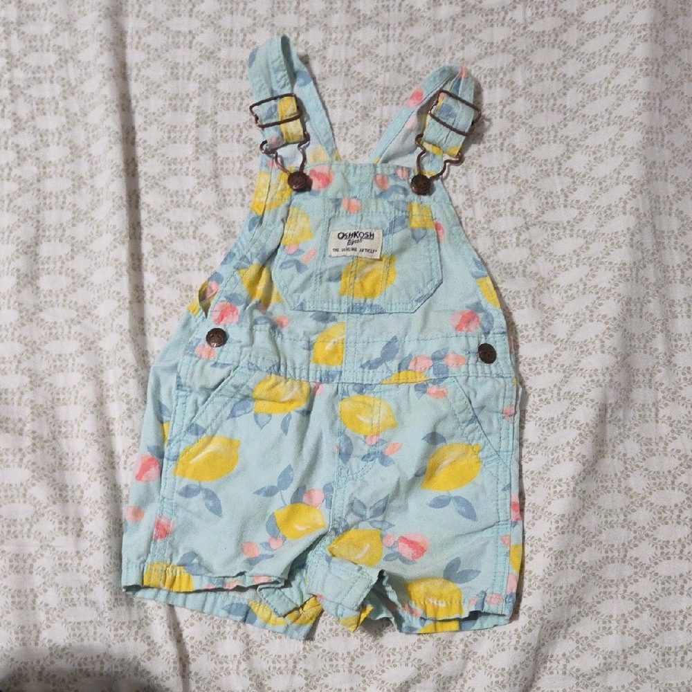 OshKosh B'gosh Light Blue Lemon Print Overalls